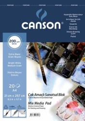 Canson Finface Çok Amaçlı Sanatsal Blok 200 gr. Spiralli A4 20 Sayfa - 1