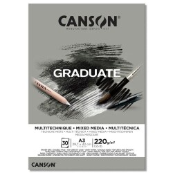 Canson Graduate Mixed Media Grey Çok Amaçlı Blok 220 gr. A3 30 yp. - 1