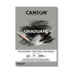 Canson Graduate Mixed Media Grey Çok Amaçlı Blok 220 gr. A5 30 yp. - 1
