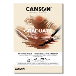 Canson Graduate Mixed Media Natural Çok Amaçlı Blok 220 gr. A4 30 yp. - 1