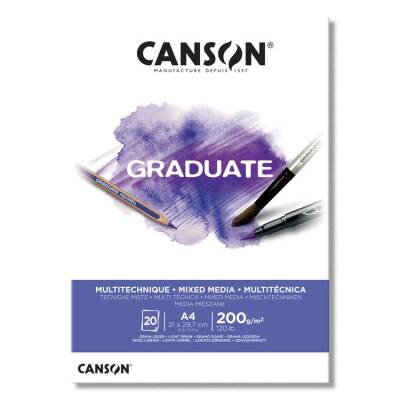 Canson Graduate Mixed Media White Çok Amaçlı Blok 200 gr. A4 20 yp. - 1