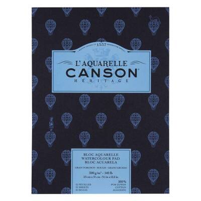 Canson Heritage Sulu Boya Blok 300 gr. 23x31 cm. 12 yp. Kalın Dokulu - 1