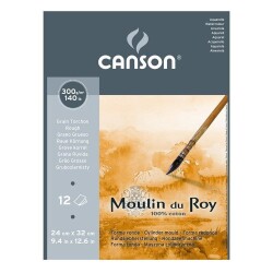 Canson Moulin du Roy Suluboya Blok %100 Pamuk 300 gr. 24x32 cm. 12 yp. Kalın Dokulu - 1