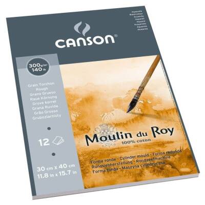 Canson Moulin du Roy Suluboya Blok %100 Pamuk 300 gr. 30x40 cm. 12 yp. Kalın Dokulu - 1