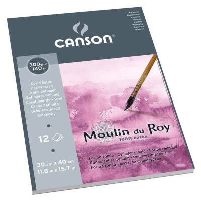 Canson Moulin du Roy Suluboya Blok %100 Pamuk 300 gr. 30x40 cm. 12 yp. Sıcak Baskı - 1