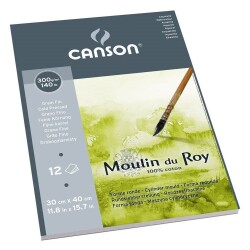 Canson Moulin du Roy Suluboya Blok %100 Pamuk 300 gr. 30x40 cm. 12 yp. Soğuk Baskı - 1