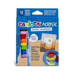Carioca Akrilik Boyama Kalemi Fırça Uçlu 10 Renk - 1
