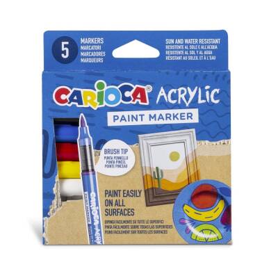 Carioca Akrilik Boyama Kalemi Fırça Uçlu 5 Renk - 1
