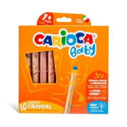 Carioca Baby Jumbo Ahşap Gövde 3 in 1 Boya Kalemi 10 Renk Kalemtraş Hediyeli 1+ Yaş - 1