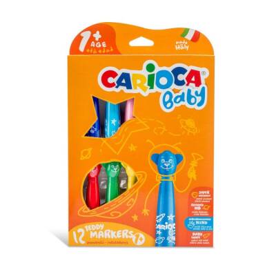 Carioca Baby Teddy Jumbo Yıkanabilir Keçeli Boya Kalemi 12 Renk 1+ Yaş - 1