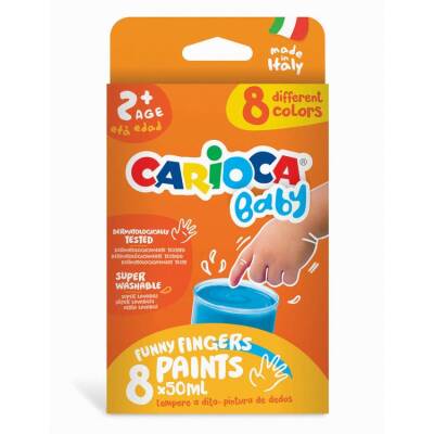 Carioca Baby Yıkanabilir Parmak Boyası 8 Renk x 50 ml. 2+ Yaş - 1