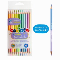 Carioca Bicolor Pastel Renk Kuru Boya Kalemi 12'li (24 Renk) - 1