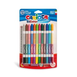 Carioca Bicolor Süper Yıkanabilir Çift Uçlu Keçeli Boya Kalemi 12'li (24 Renk) - 1