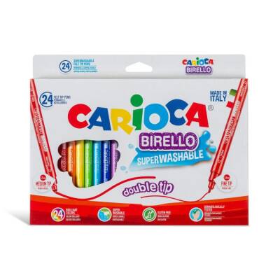 Carioca Birello Jumbo+Standart Çift Uçlu Yıkanabilir Keçeli Boya 24 Renk - 1