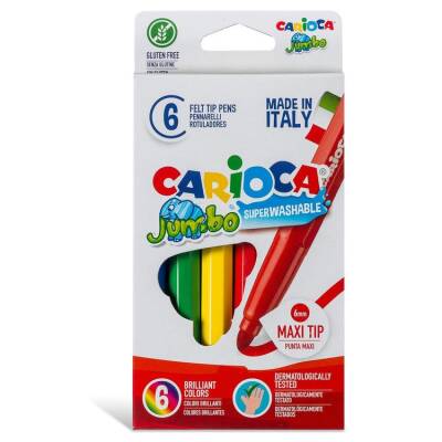 Carioca Jumbo Süper Yıkanabilir Keçeli Boya Kalemi 6 Renk - 1