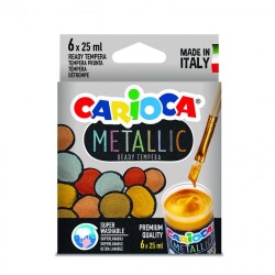 Carioca Metalik Tempera Süper Yıkanabilir Sulu Boya 6 Renk x 25 ml. - 1