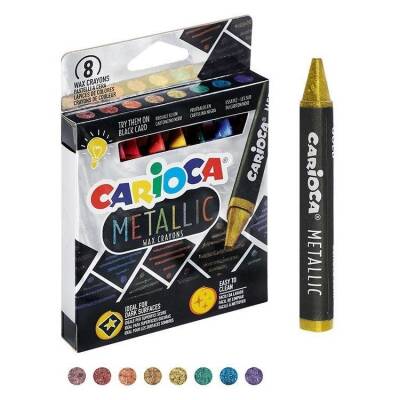 Carioca Metalik Wax Crayons Maxi Yıkanabilir Mum Pastel Boya 8 Renk - 1