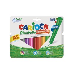 Carioca Plastello Jumbo Üçgen Elleri Kirletmeyen Yıkanabilir Pastel Boya Kalemi 12'li - 1