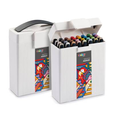 Carioca Plus Sketch Marker Çift Taraflı Çizim Kalemi 32 Renk Plastik Kutu - 1