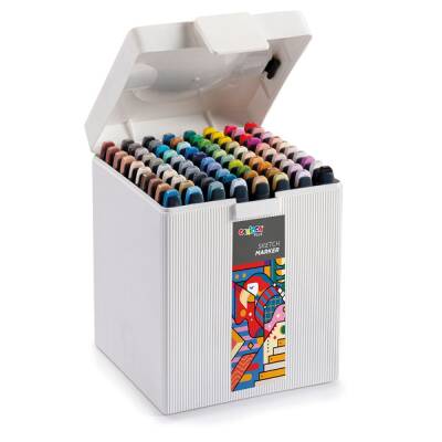 Carioca Plus Sketch Marker Çift Taraflı Çizim Kalemi 80 Renk Plastik Kutu - 1