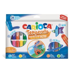 Carioca Temperello Stick Poster Boyama Kalemi 24'lü Süper Paket (12 Standart + 6 Fosforlu + 6 Metalik) - 1