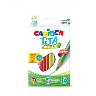 Carioca Tita Maxi Üçgen Kuru Boya Kalemi 12 Renk - 1