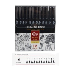 Cengo Pigment Liner Teknik Çizim Kalemi 12'li Set - 1