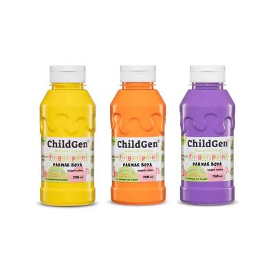 ChildGen Süper Yıkanabilir Parmak Boya 350 ml x 3 Renk (Sarı, Turuncu, Mor) - 1
