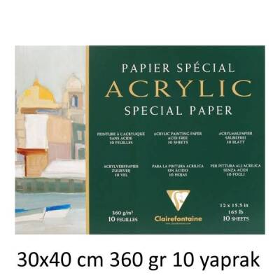 Clairefontaine Acrylic Special Paper Akrilik Blok 30x40 cm 360 gr 10 Yaprak - 1