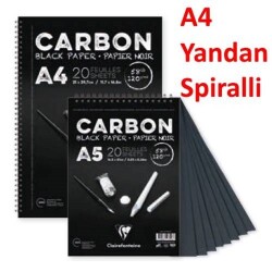 Clairefontaine Carbon Siyah Çizim Blok A4 Yandan Spiralli 120 gr. 20 Yaprak - 1