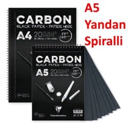 Clairefontaine Carbon Siyah Çizim Blok A5 Yandan Spiralli 120 gr. 20 Yaprak - 1