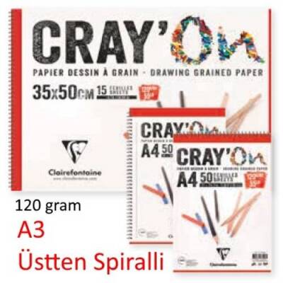 Clairefontaine Cray'On Çizim Blok A3 Üstten Spiralli 120 gr. 50 Yaprak - 1