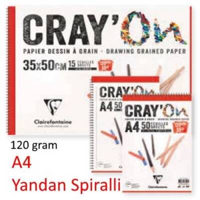 Clairefontaine Cray'On Çizim Blok A4 Yandan Spiralli 120 gr. 50 Yaprak - 1