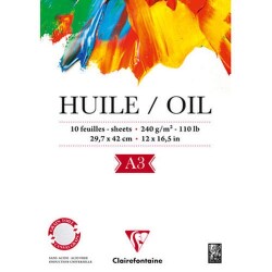 Clairefontaine Huile Oil Akrilik ve Yağlıboya Blok 240 gr. 10 yp. A3 - 1