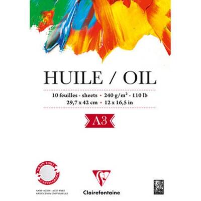 Clairefontaine Huile Oil Akrilik ve Yağlıboya Blok 240 gr. 10 yp. A3 - 1