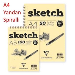Clairefontaine Ivory Sketch Eskiz Defteri A4 Yandan Spiralli 90 gr. 50 Yaprak - 1