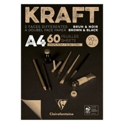Clairefontaine Kraft+Siyah Sketch Blok Çift Taraflı 90 gr. 60 Yp. A4 - 1