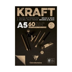 Clairefontaine Kraft+Siyah Sketch Blok Çift Taraflı 90 gr. 60 Yp. A5 - 1