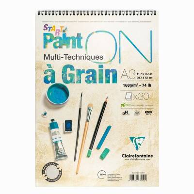 Clairefontaine Paint'On a Grain Start Çizim Blok 160 gr. 30 Yp. A3 - 1