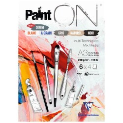 Clairefontaine Paint'On Mix Media 6 Renk Multi-Techniques Karışık Teknik Blok 250 gr. 24 Yp. A3 - 1