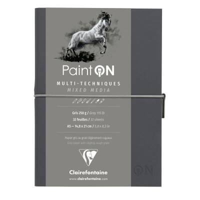 Clairefontaine Paint'On Multi-Techniques Karışık Teknik Blok Suni Deri Gri Kapak 250 gr. 32 Yp. A5 - 1