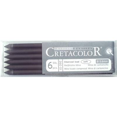 Cretacolor Charcoal Lead Soft 5,6 mm Portmin Kalem Ucu 6'lı Kutu (260 01) - 1