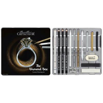 Cretacolor Diamond Box Luxury Drawing Set 15 Parça Metal Kutu (400 47) - 1