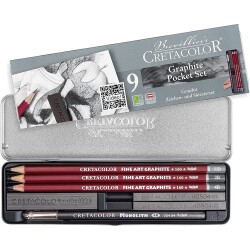 Cretacolor Graphite Pocket Set 9 Parça Çizim Seti Metal Kutu (160 29) - 1