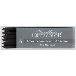 Cretacolor Nero Drawing Lead Medium 5,6 mm Portmin Kalem Ucu 6'lı Kutu (261 02) - 1