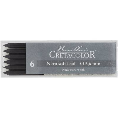 Cretacolor Nero Drawing Lead Soft 5,6 mm Portmin Kalem Ucu 6'lı Kutu (261 01) - 1