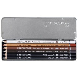 Cretacolor Oil Pencil Pocket Set Yağlı Çizim Kalemleri 6'lı Metal Kutu (400 07) - 1