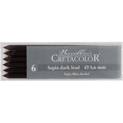 Cretacolor Sepia Dark Lead, Dry 5,6 mm Portmin Kalem Ucu 6'lı Kutu (263 32) - 1