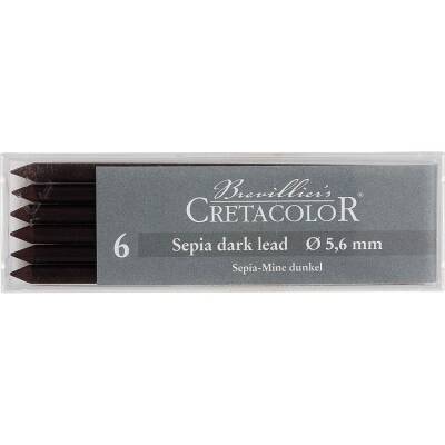 Cretacolor Sepia Dark Lead, Dry 5,6 mm Portmin Kalem Ucu 6'lı Kutu (263 32) - 1