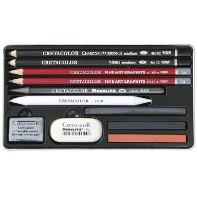 Cretacolor Teacher's Choice Drawing Set Profesyonel Çizim Seti 11 Parça Metal Kutu (400 33) - 1